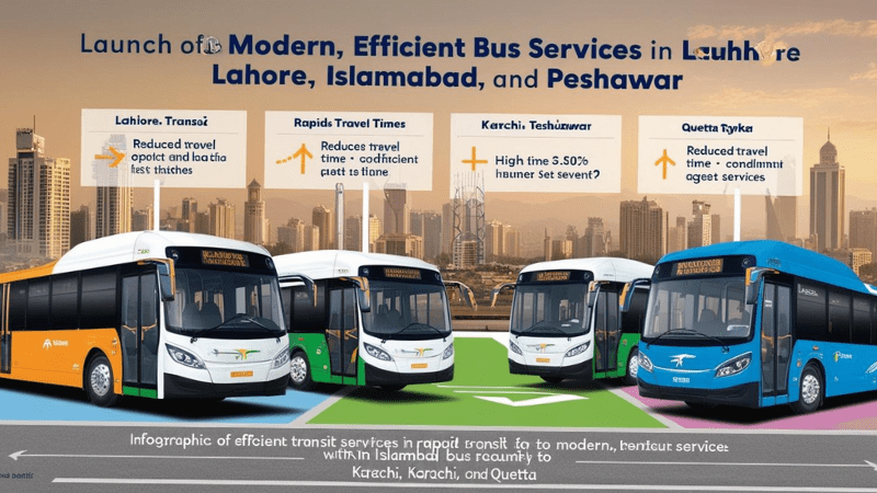 Launch of metro bus and rapid bus services in Lahore, Islamabad, and Peshawar is a successful initiative. These services have provided quality, fast, and reliable transportation to the people