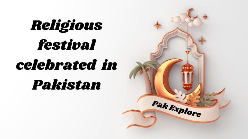 A vibrant scene of Pakistan's religious festival, with people dressed in colorful traditional attire, gathered in a lively celebration. Beautiful decorations and glowing lanterns create an atmosphere of unity and devotion.